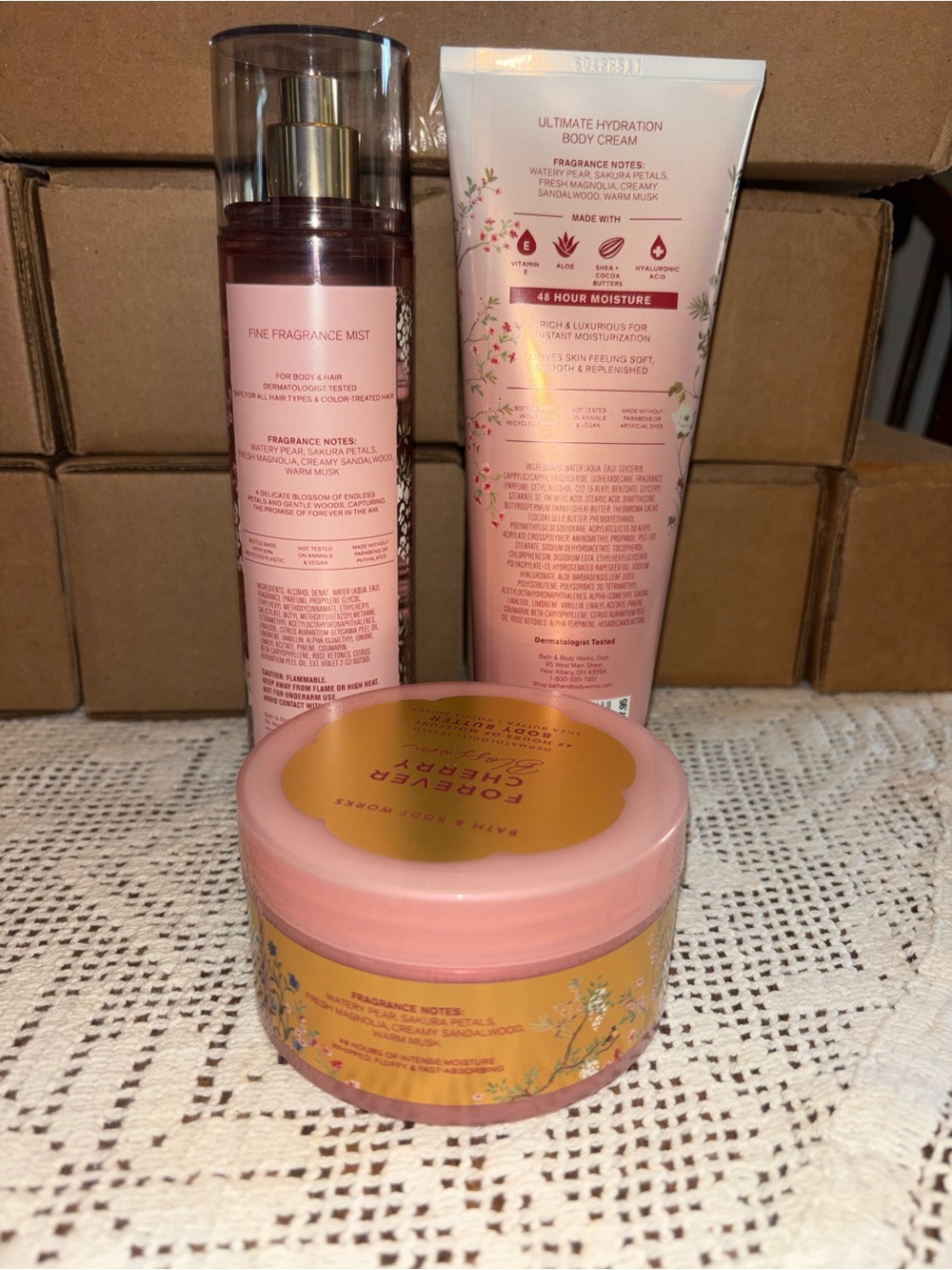 (2026) Bath & Body Works Forever Cherry Blossom Set - Pink & Gold - Picture 2 of 2